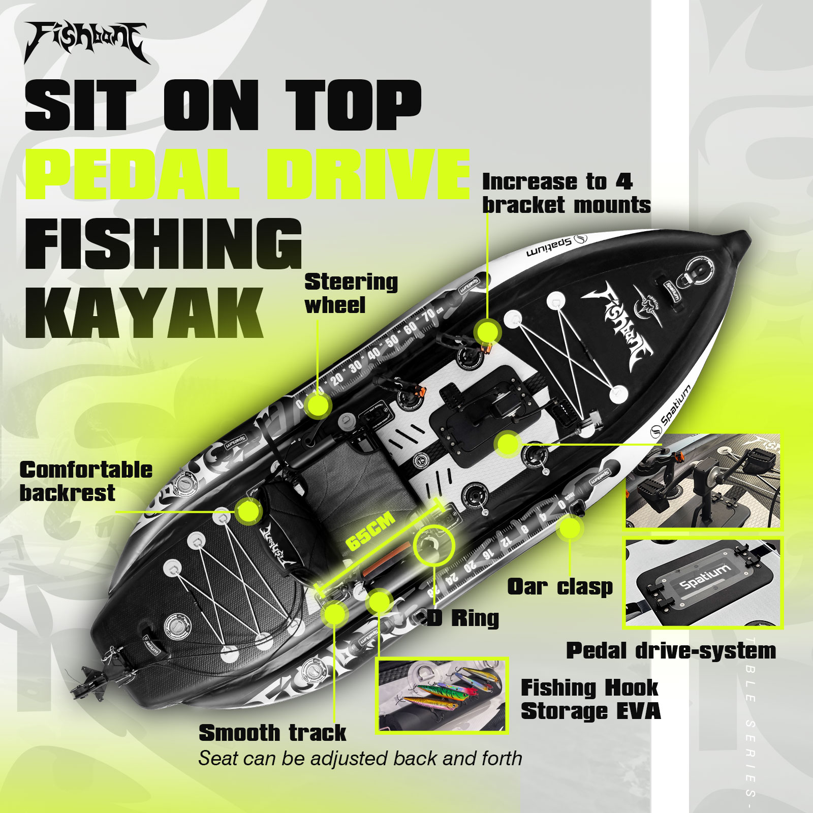 Spatium Pedal Kayak Inflatable - Fishing Kayak Pedal Drive บทวิจารณ์และราคา
