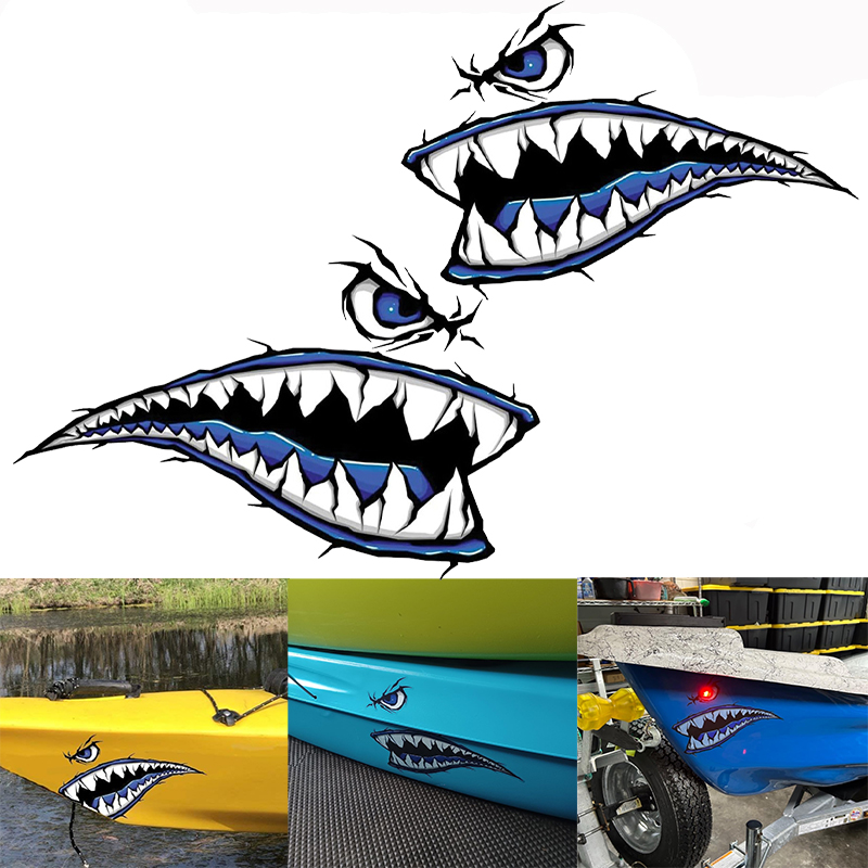 2PCS Shark Teeth Mouth Boat St - Fishing Kayak Sit On Top บทวิจารณ์และราคา